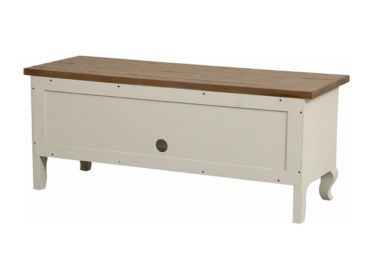 Meuble tv avec rangements Bois Blanc - Provence Interior's