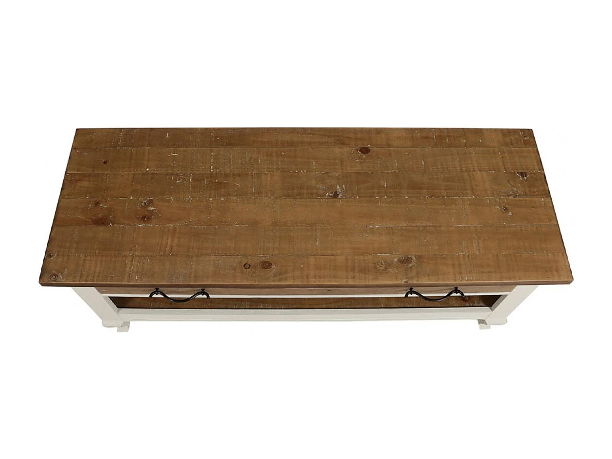 Meuble tv avec rangements Bois Blanc - Provence Interior's