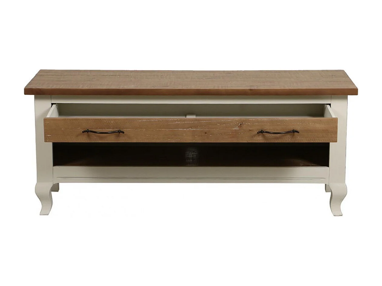 Meuble tv avec rangements Bois Blanc - Provence Interior's