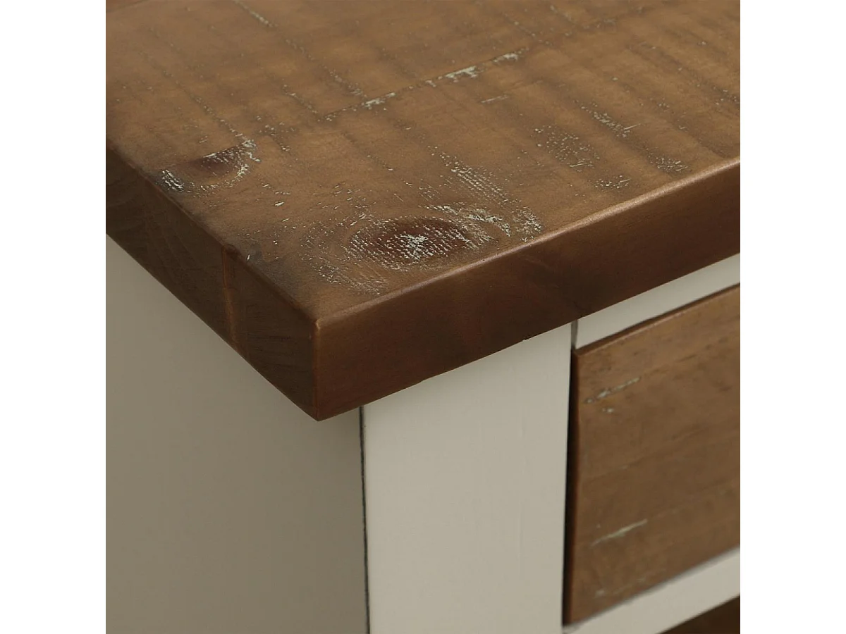 Meuble tv avec rangements Bois Blanc - Provence Interior's