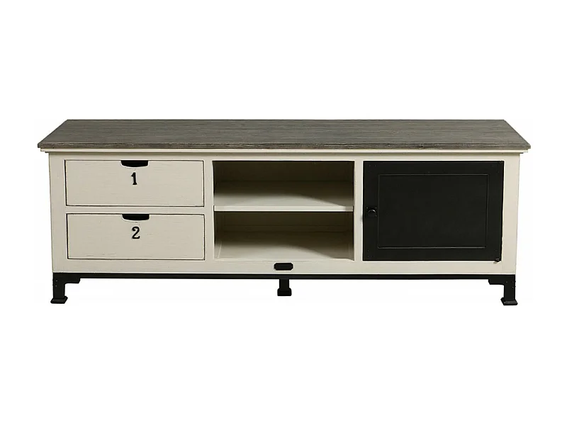 Meuble tv Bois Blanc - Ouessant Interior's