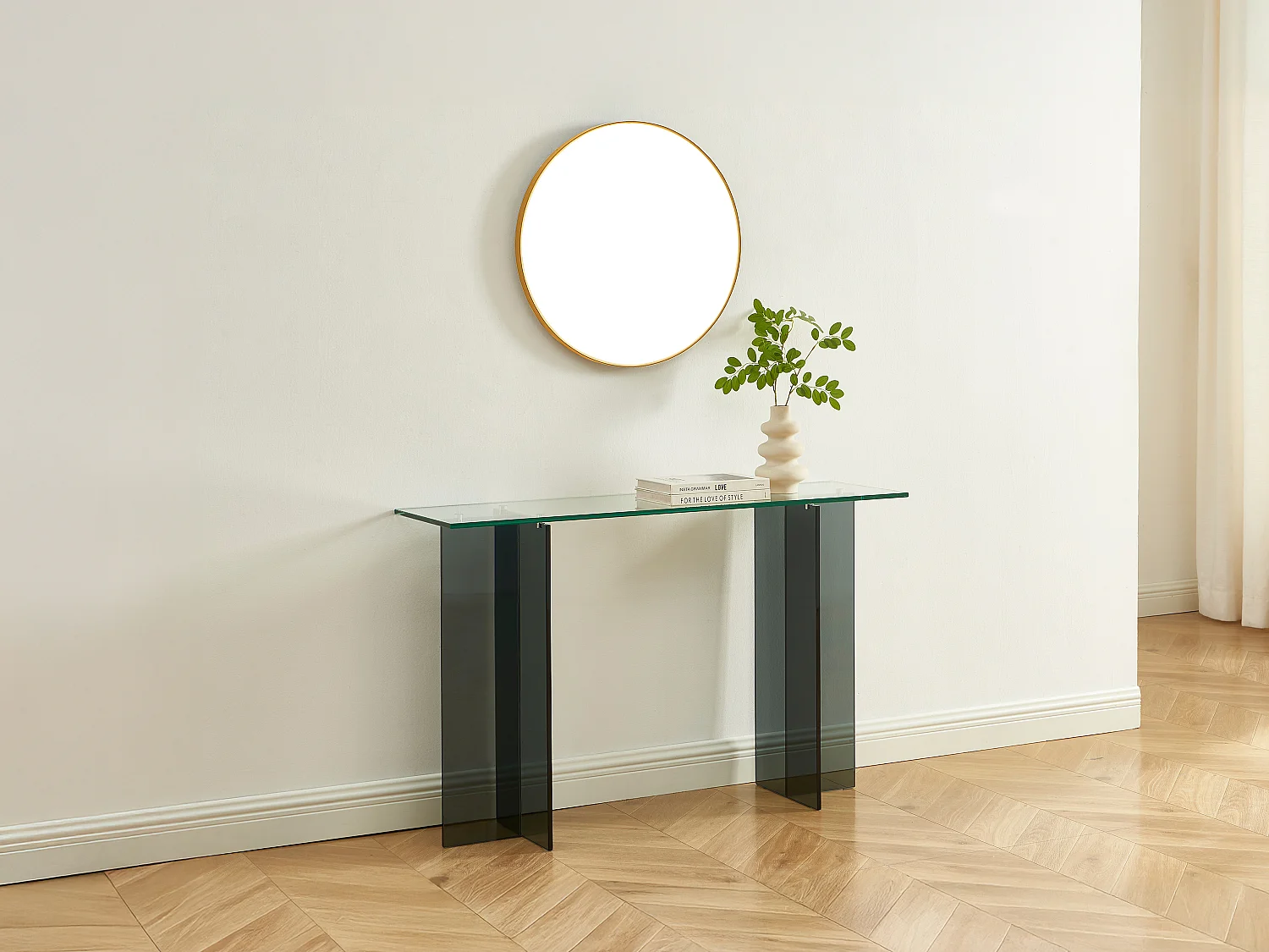 Konsol i härdat glas - Transparent och Antracit - BYLENA