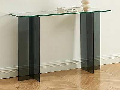 Tempered glass console - Clear and Anthracite - BYLENA