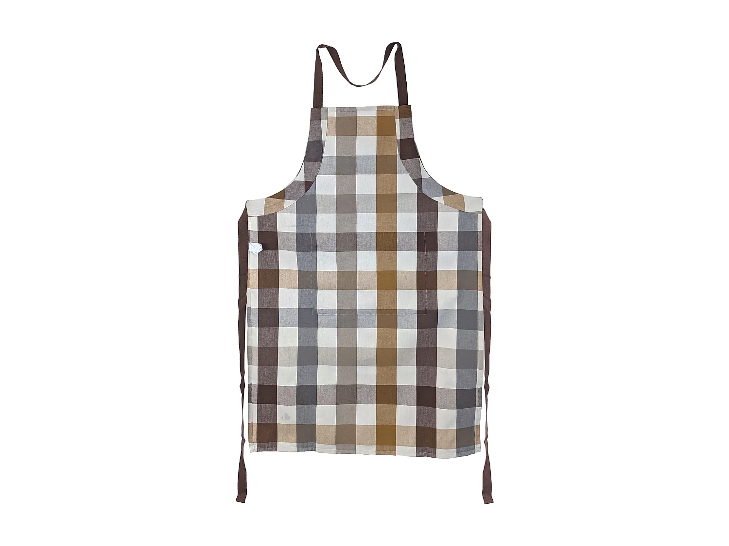 Tablier de cuisine toile TERRA avec poche vichy marron Camel