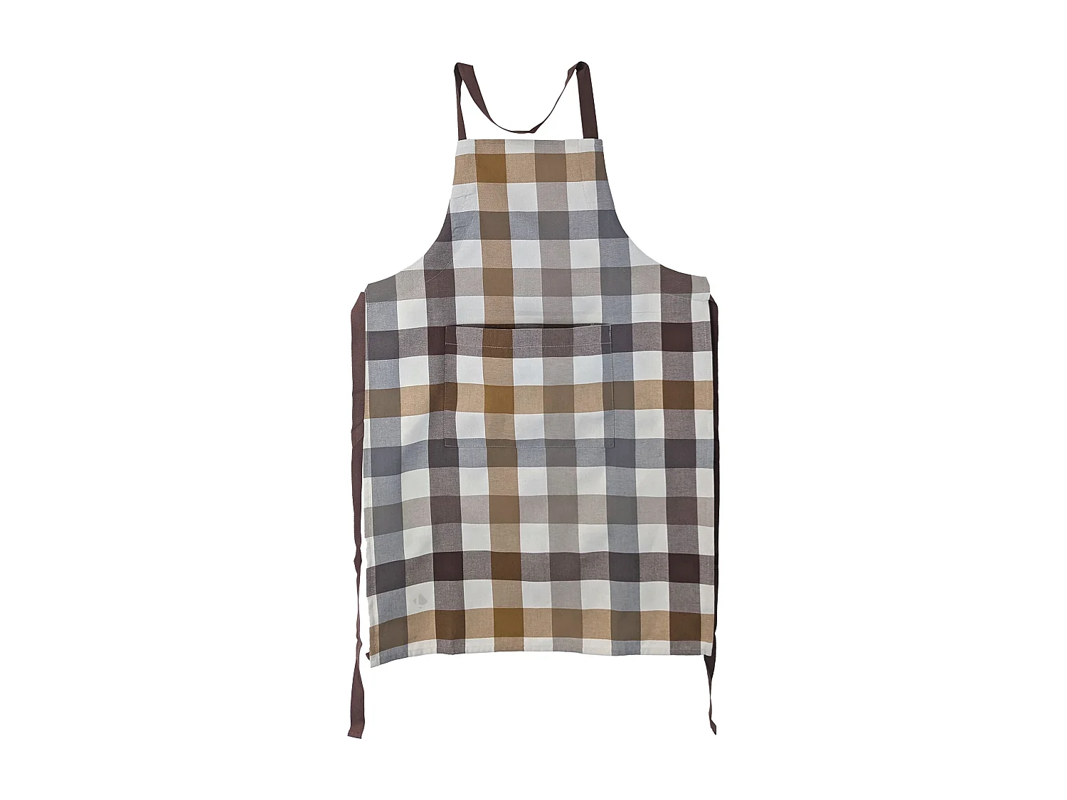 Tablier de cuisine toile TERRA avec poche vichy marron Camel