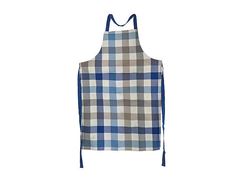Tablier de cuisine toile TERRA avec poche vichy bleu