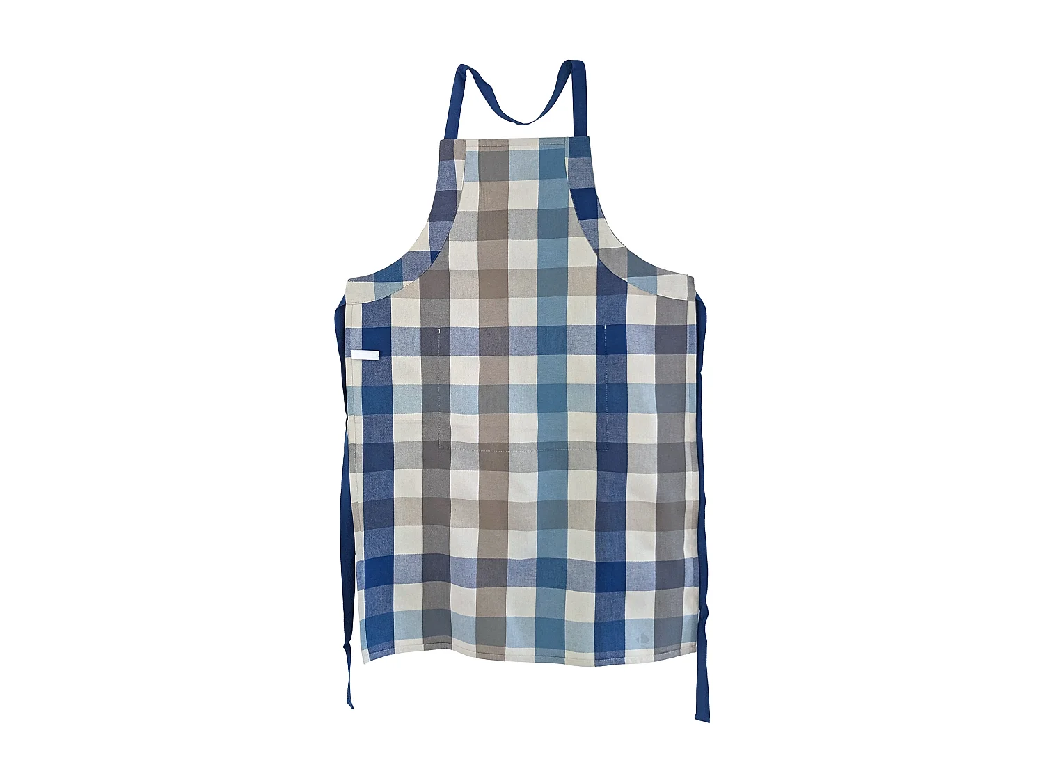 Tablier de cuisine toile TERRA avec poche vichy bleu