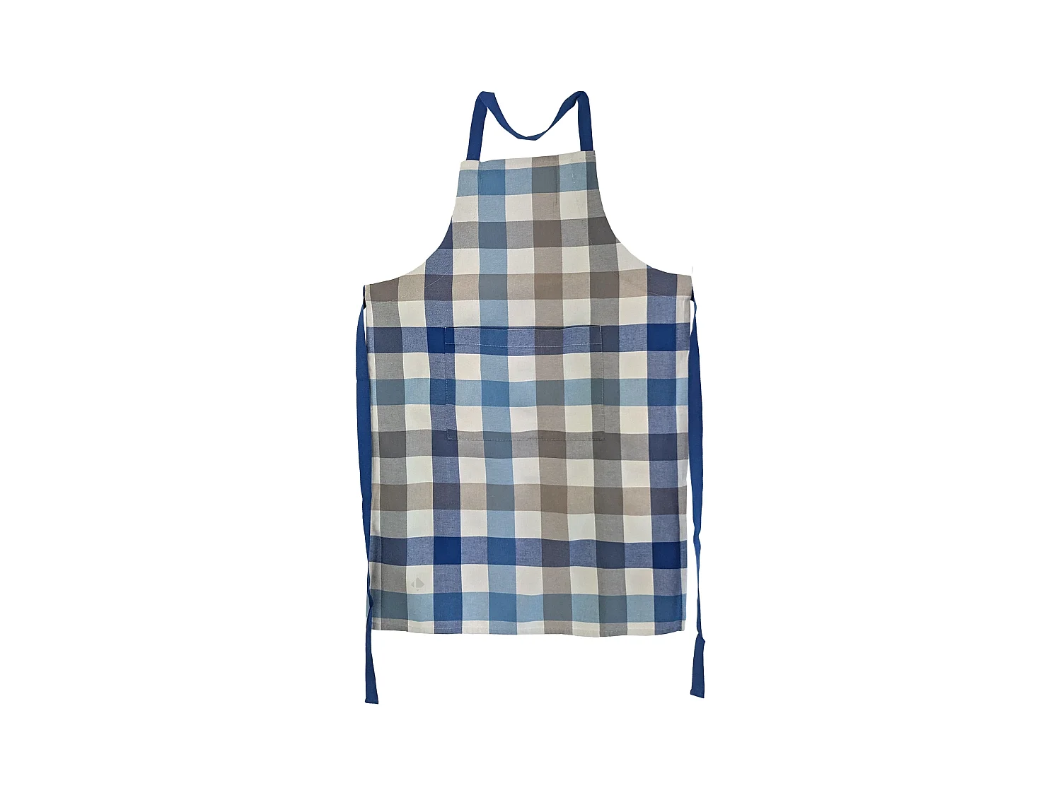 Tablier de cuisine toile TERRA avec poche vichy bleu