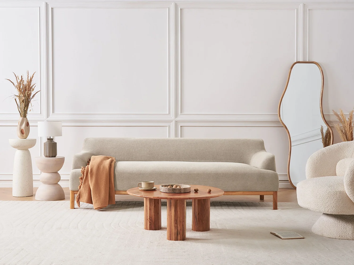 Bank SOSJO Stof Taupe 3-zitter