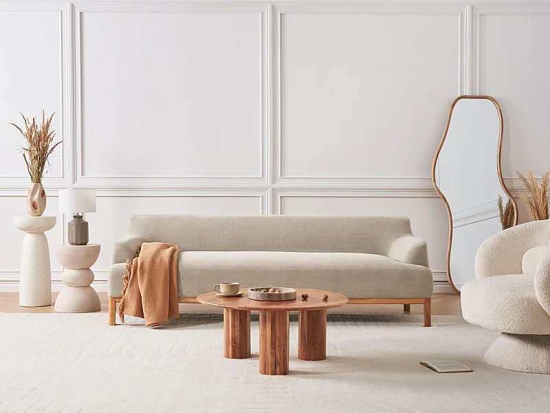 Sofa SOSJO Stoff Taupe 3-Sitzer