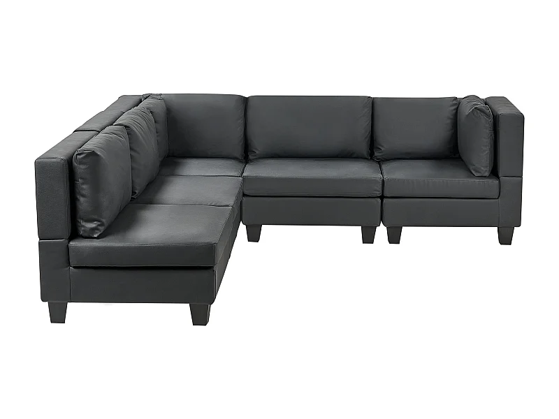 Canapé d'angle modulable 5 places UNSTAD Cuir PU Noir Côté droit