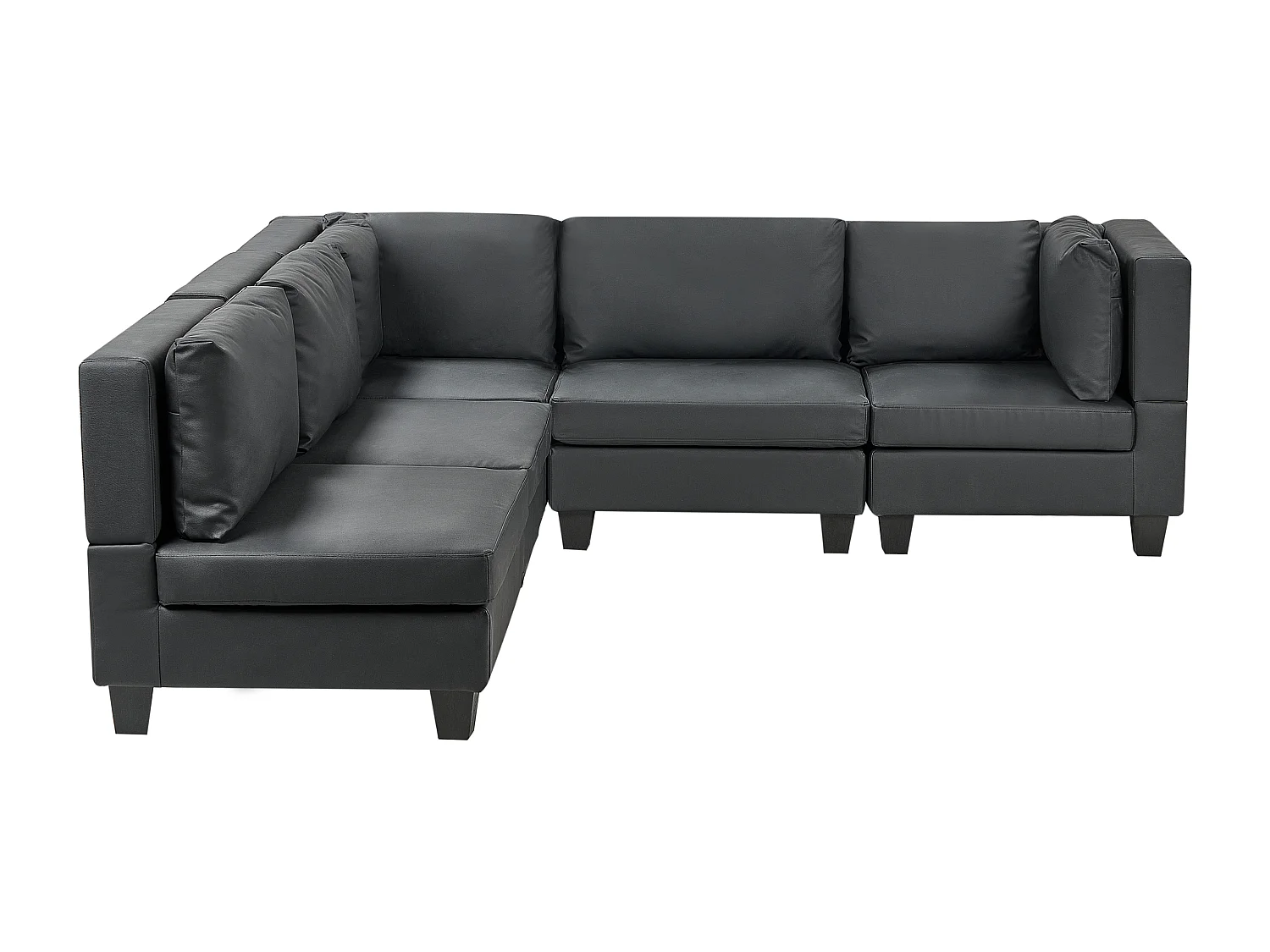 Canapé d'angle modulable 5 places UNSTAD Cuir PU Noir Côté droit