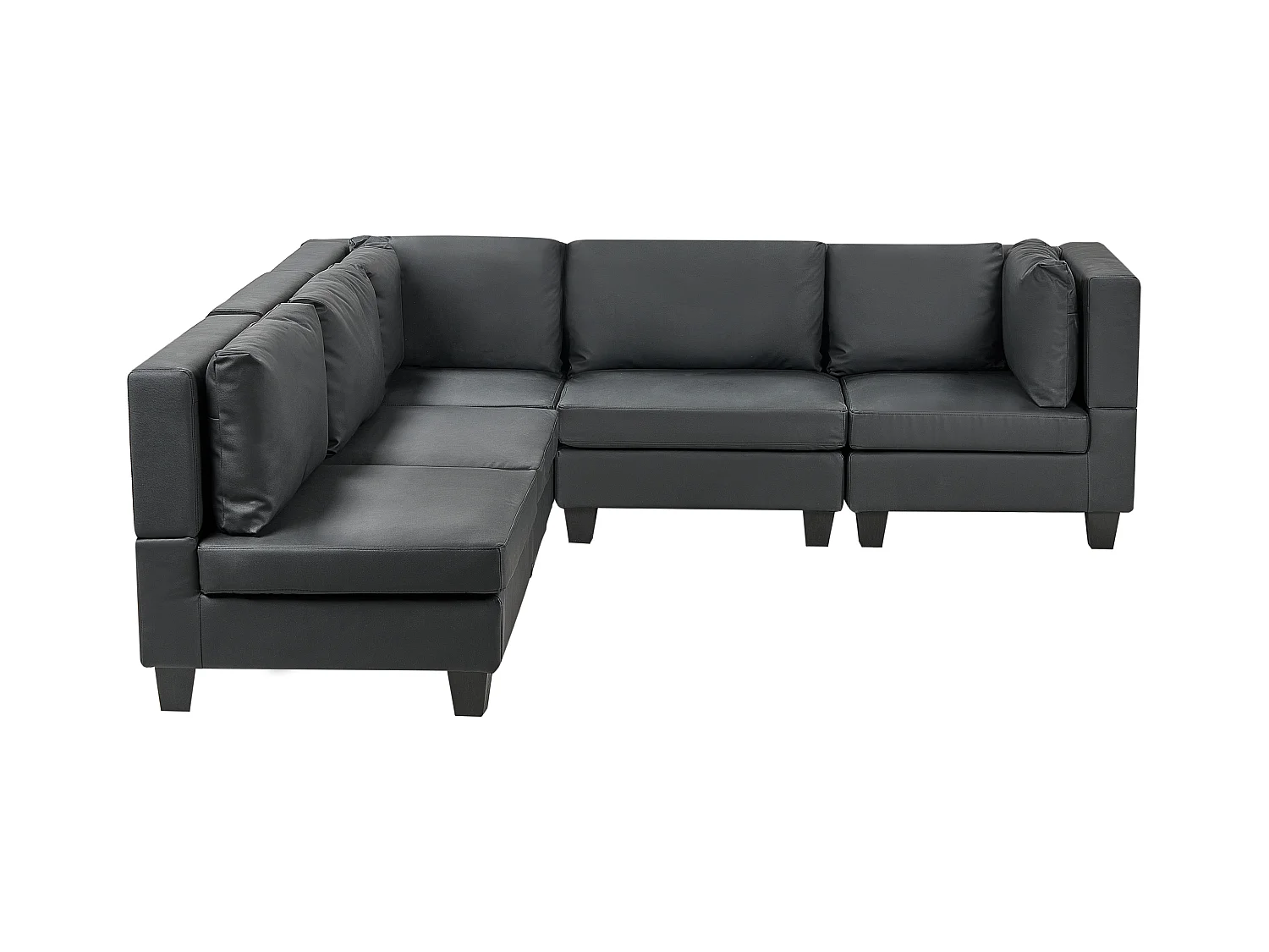 Modul Ecksofa UNSTAD Kunstleder Schwarz 5-Sitzer rechtsseitig