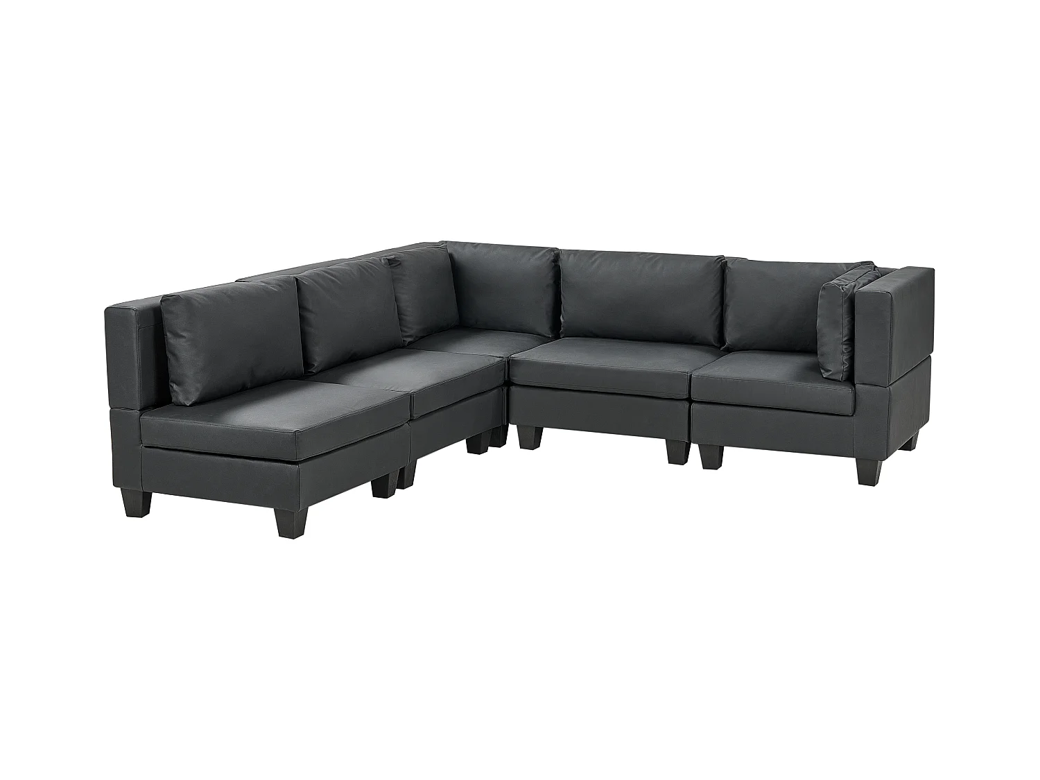 Modul Ecksofa UNSTAD Kunstleder Schwarz 5-Sitzer rechtsseitig