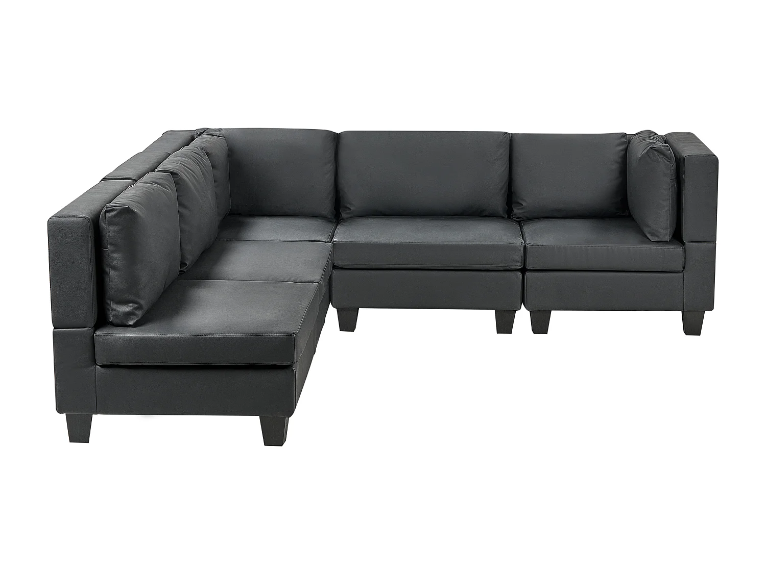 Modulaire hoekbank UNSTAD Kunstleer Zwart 5-zitter Rechterzijde