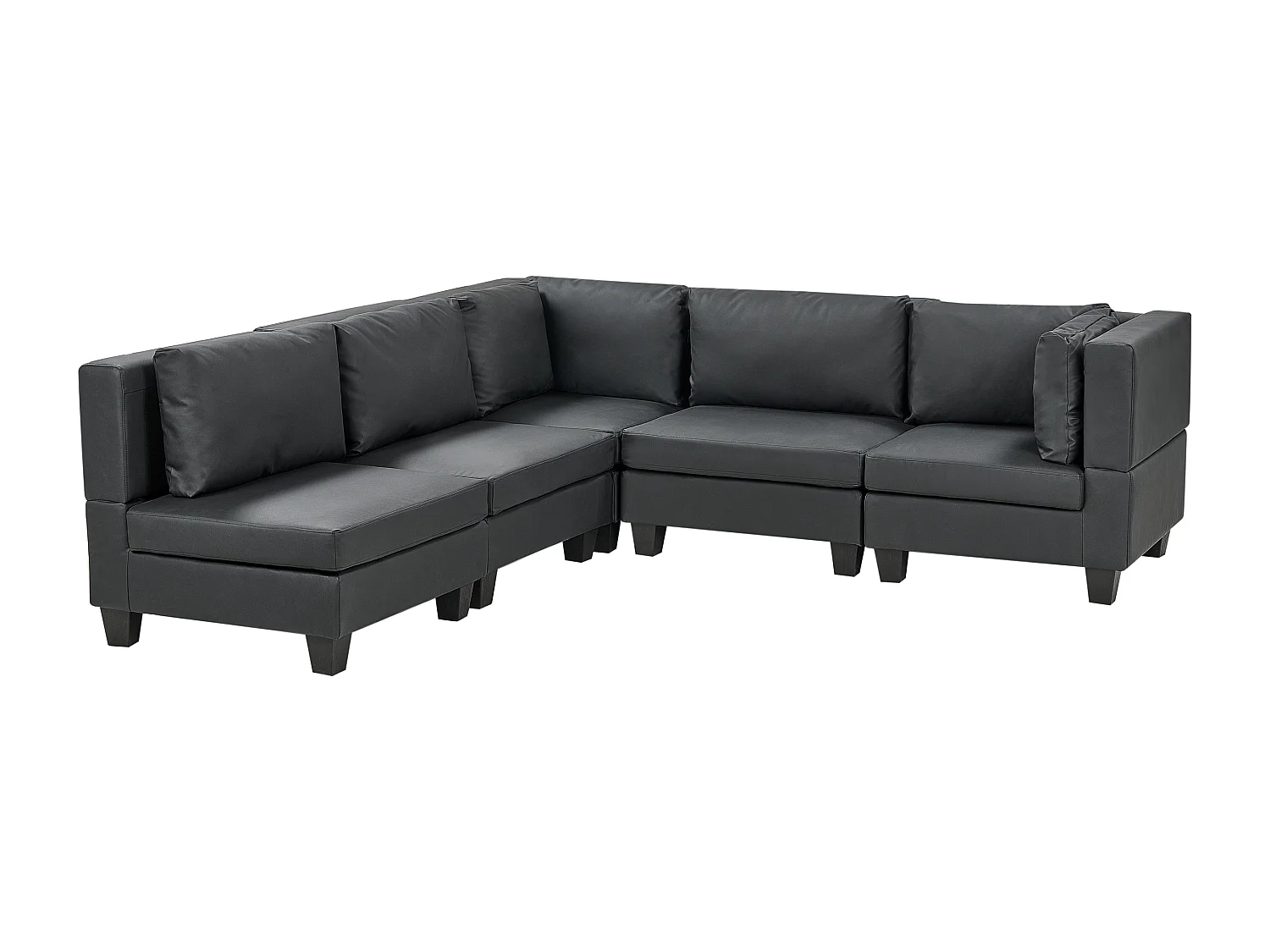 Modulaire hoekbank UNSTAD Kunstleer Zwart 5-zitter Rechterzijde