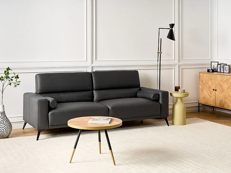 Sofa ANGE Kunstleder Schwarz 3-Sitzer