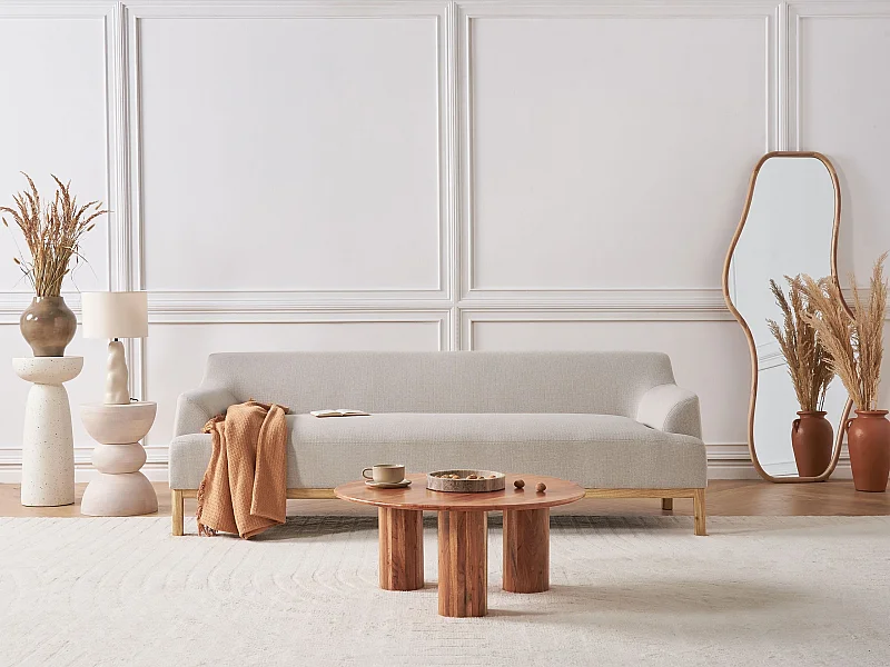 Canapé 3 places SOSJO Tissu Beige clair