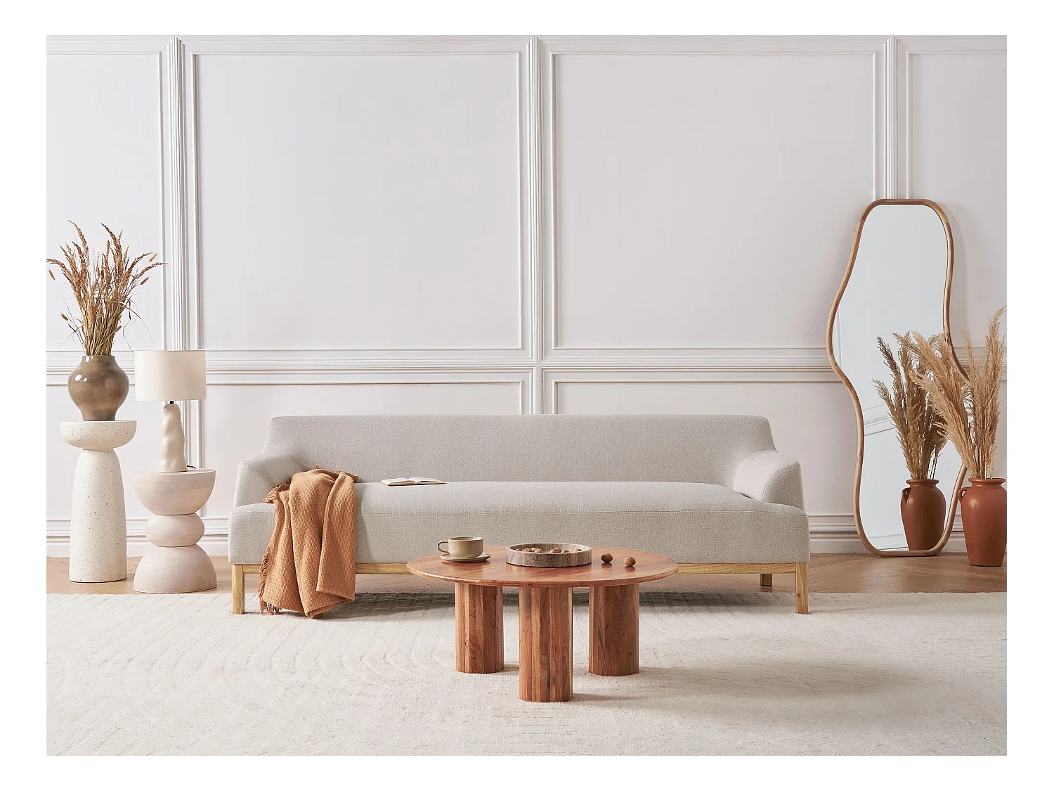 Canapé 3 places SOSJO Tissu Beige clair