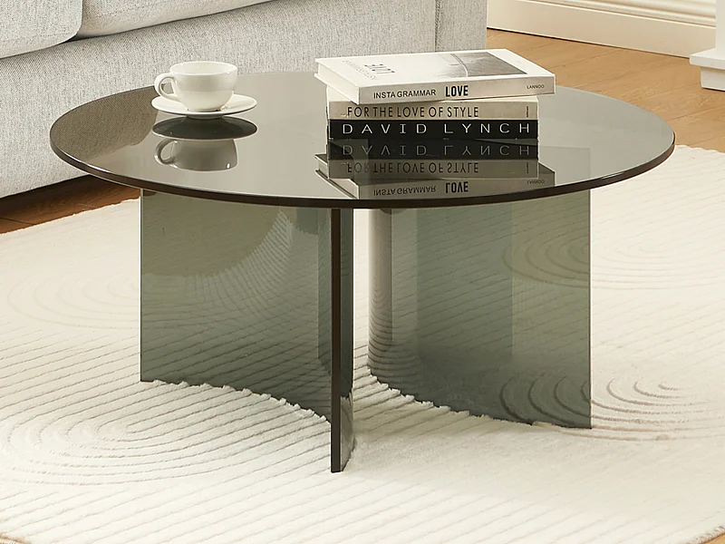 Table basse en verre trempé - Anthracite - OKLAMA