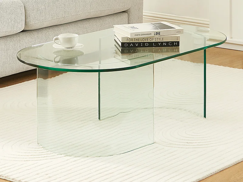 Table basse en verre trempé courbé - Transparent - NIZWA
