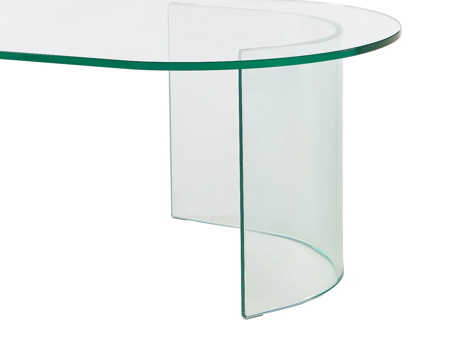 Sofa glasbordssofa i buet hærdet glas - Transparent - NIZWA