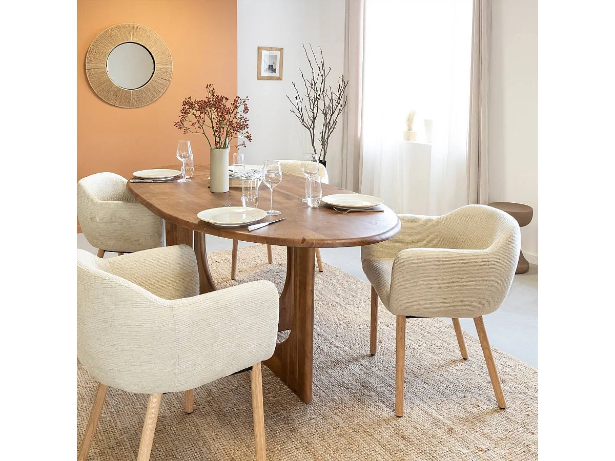 Chaise en tissu beige Solène (lot de 2)