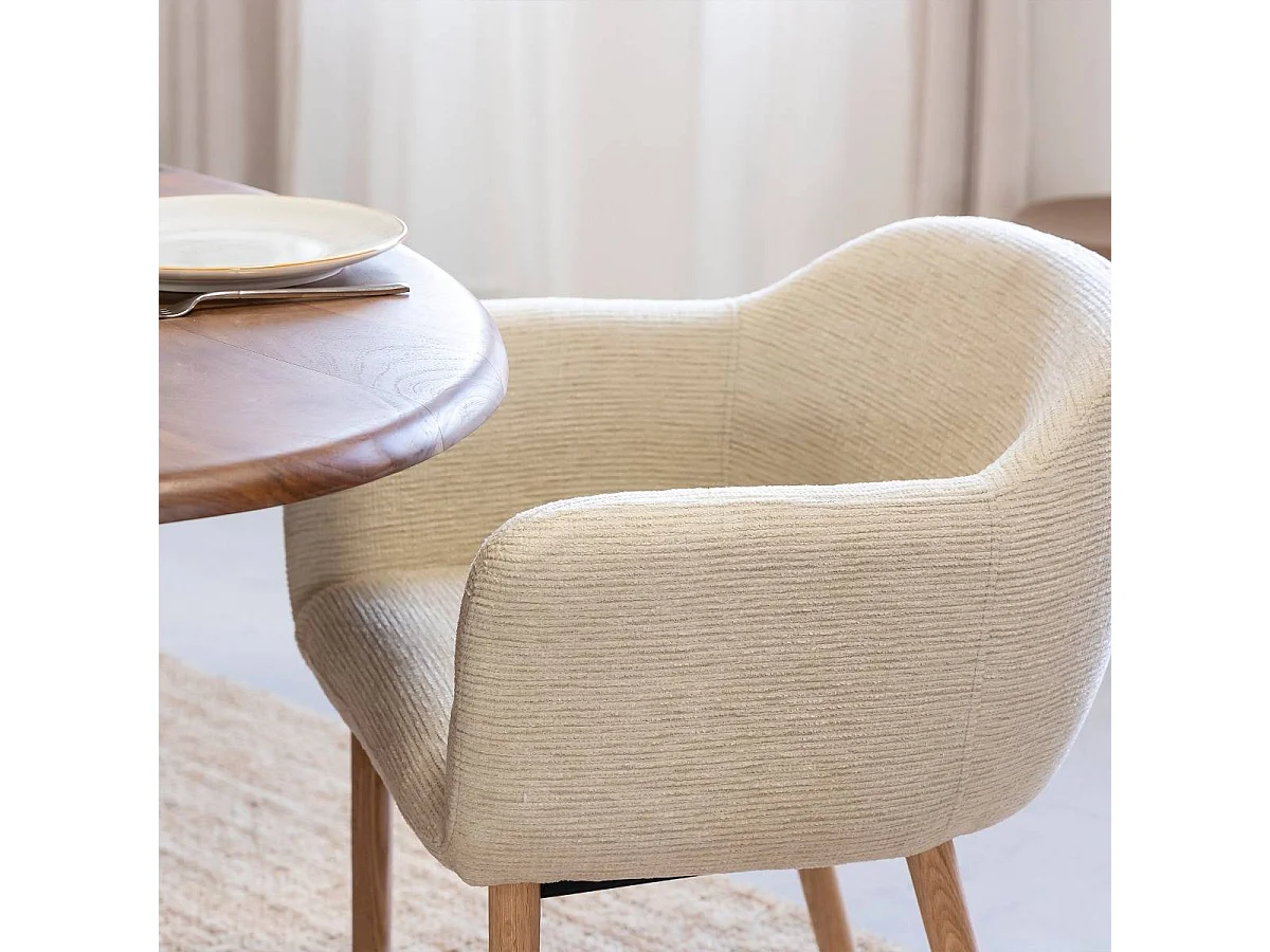 Chaise en tissu beige Solène (lot de 2)