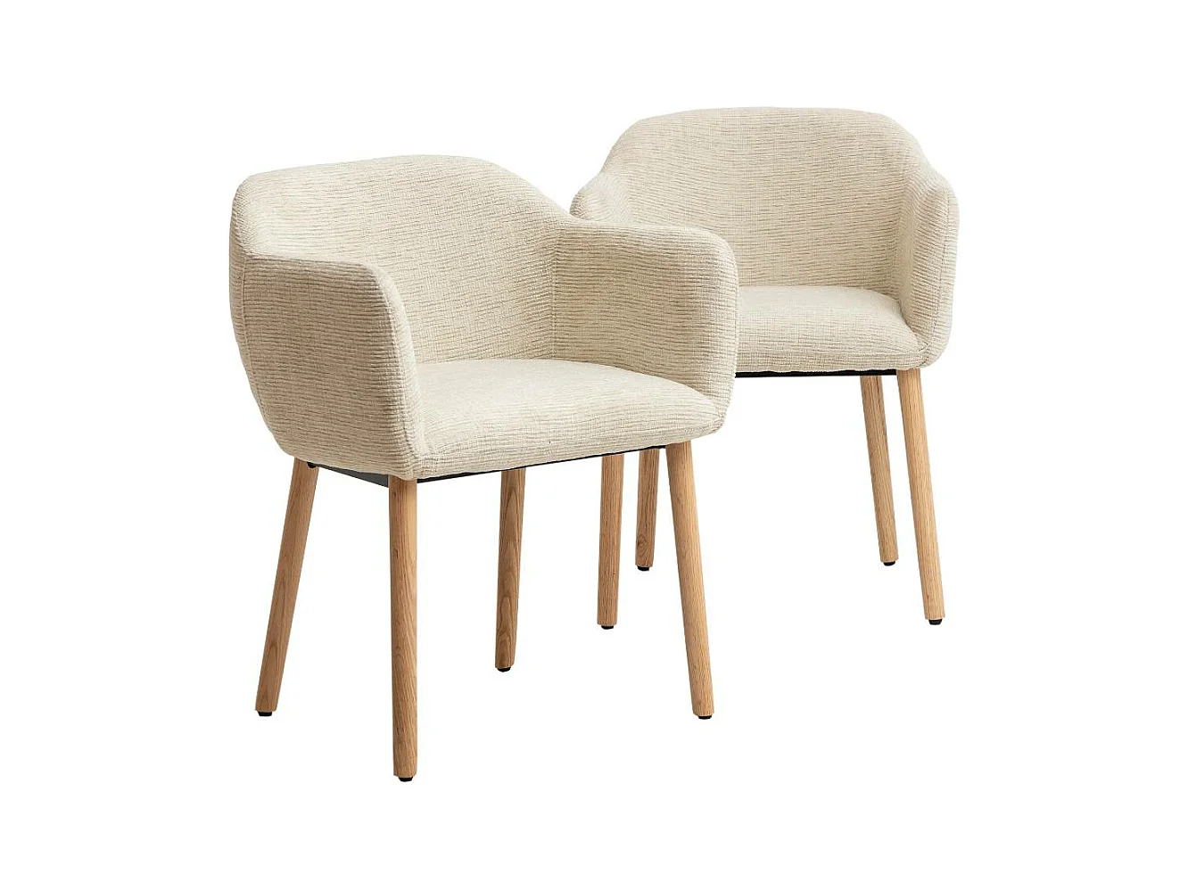 Chaise en tissu beige Solène  (lot de 2)