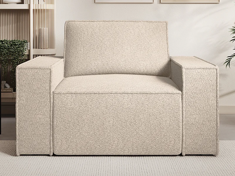 Fauteuil en tissu bouclette beige AMELIA