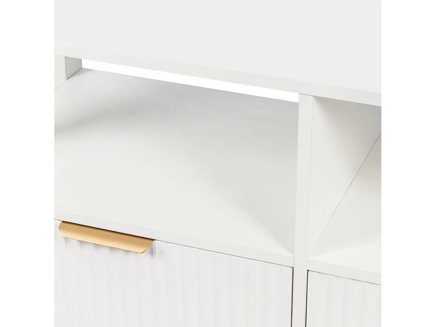 Meuble TV Moderne Blanc, 152,5 Cm, Design Simple Et Élégant, Blanc