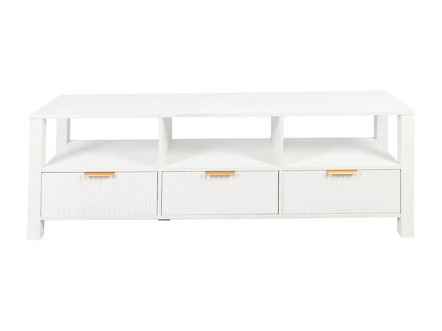 Meuble TV Moderne Blanc, 152,5 Cm, Design Simple Et Élégant, Blanc