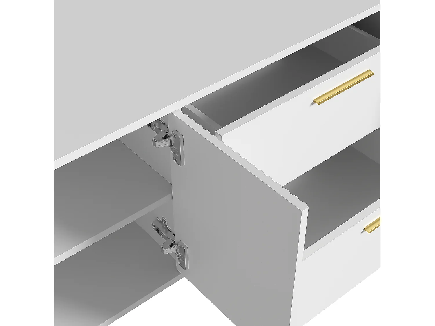 Móvel de TV lacado branco, 170 cm, 4 portas e 2 gavetas, branco