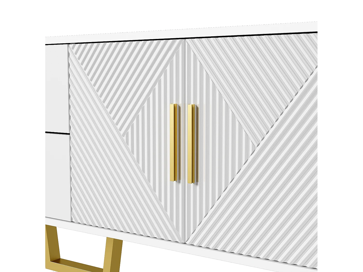 Móvel de TV lacado branco, 170 cm, 4 portas e 2 gavetas, branco