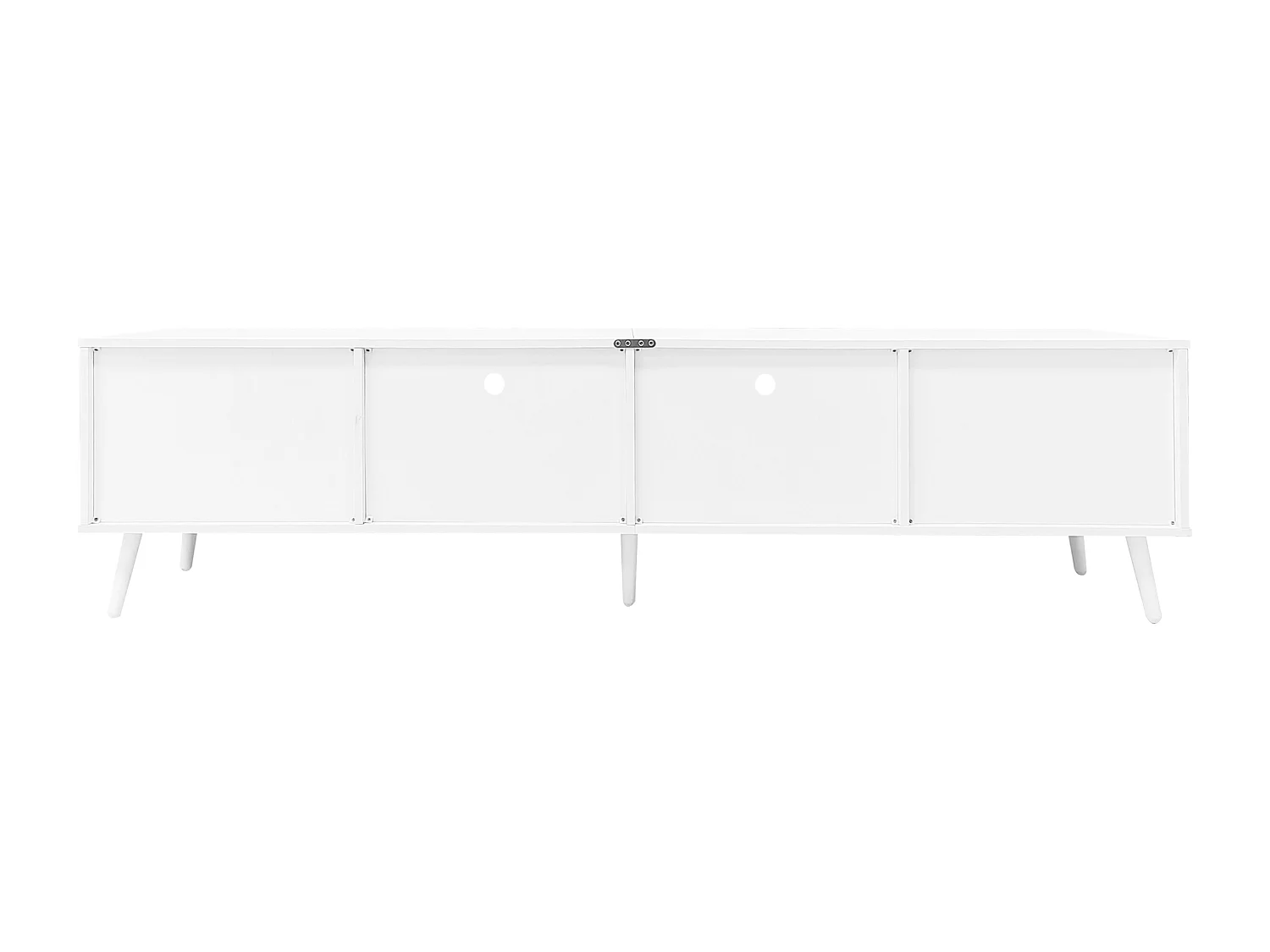 Mobile TV in Rattan, 200x40x49 cm, Adatto per 90 Pollici, 2 Ante in Rattan, 1 Cassetto, 3 Aperti, Bianco