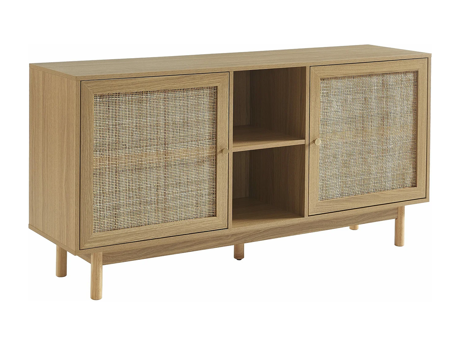 Buffet effet chêne et cannage rotin 150 cm ONYX