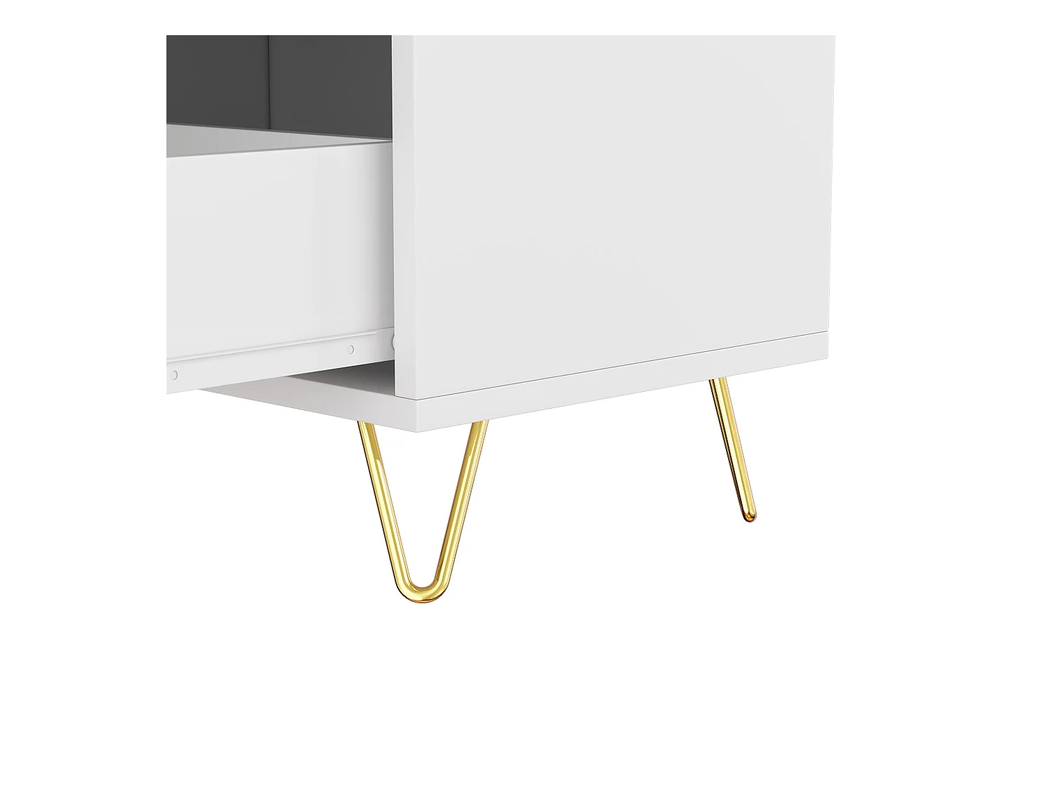 Buffet 120x40x77 cm - avec 6 tiroirs - poignées dorées - Blanc