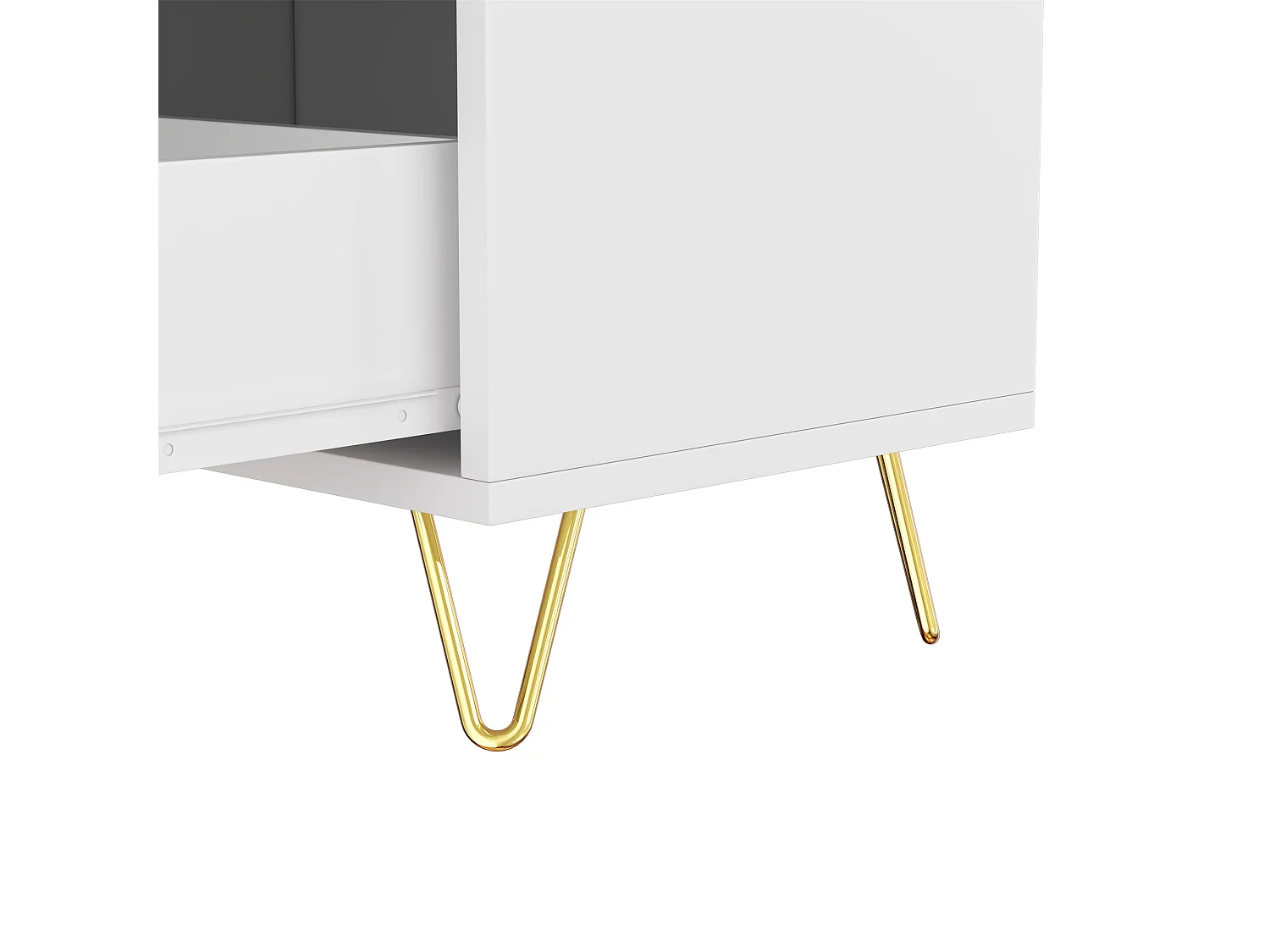 Buffet 120x40x77 cm - avec 6 tiroirs - poignées dorées - Blanc