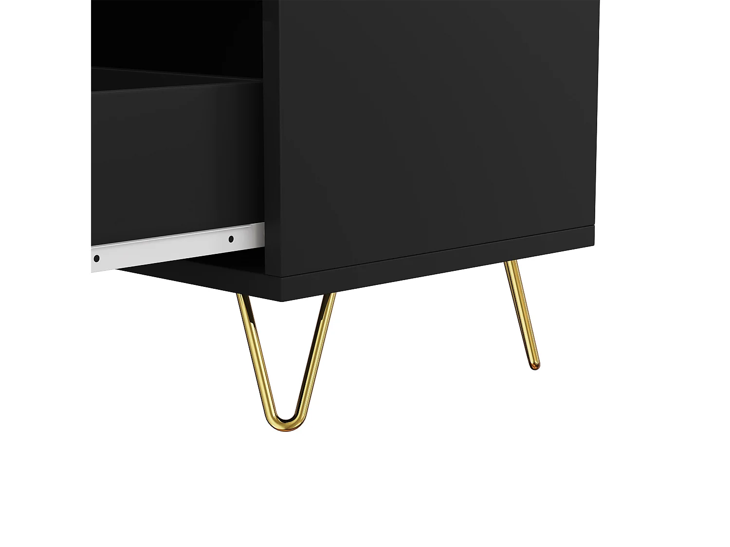 Buffet 120x40x77 cm - avec 6 tiroirs - poignées dorées - Noir