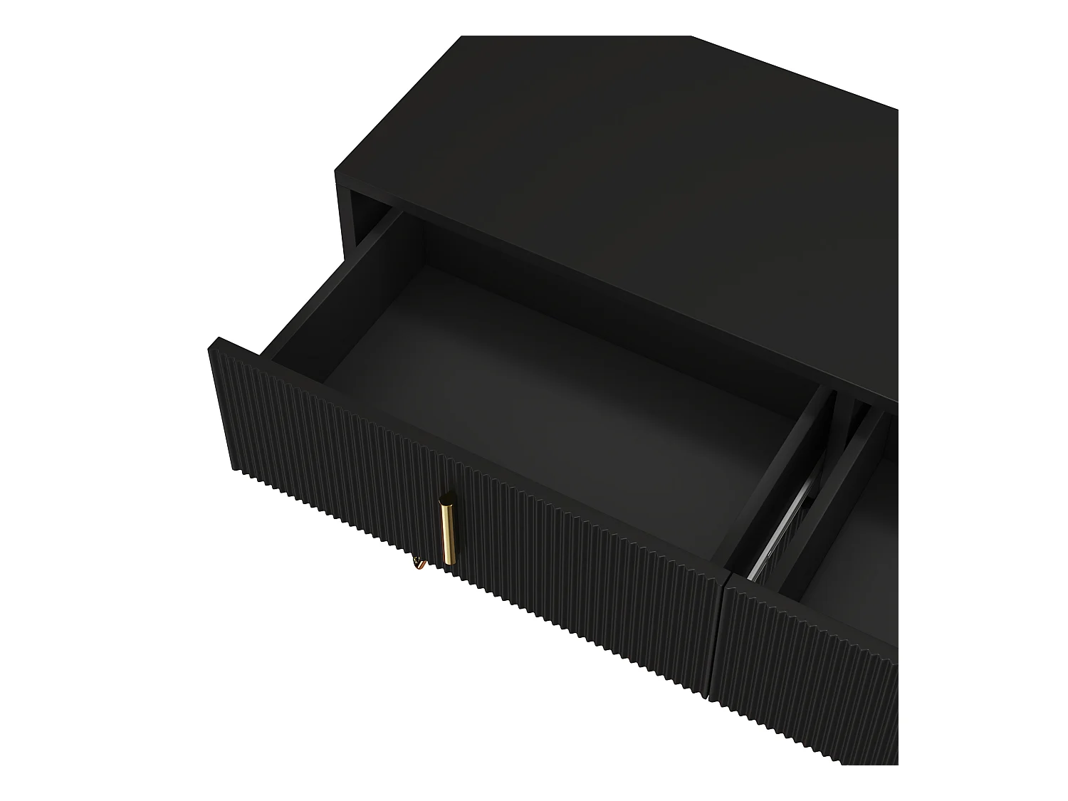 Buffet 120x40x77 cm - avec 6 tiroirs - poignées dorées - Noir