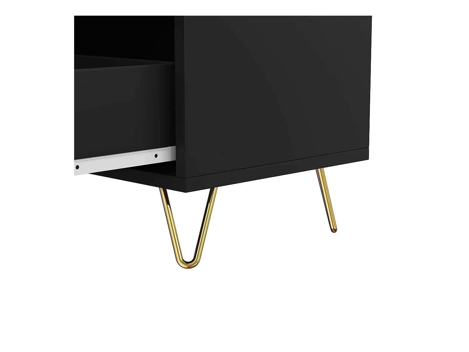 Buffet 120x40x77 cm - avec 6 tiroirs - poignées dorées - Noir