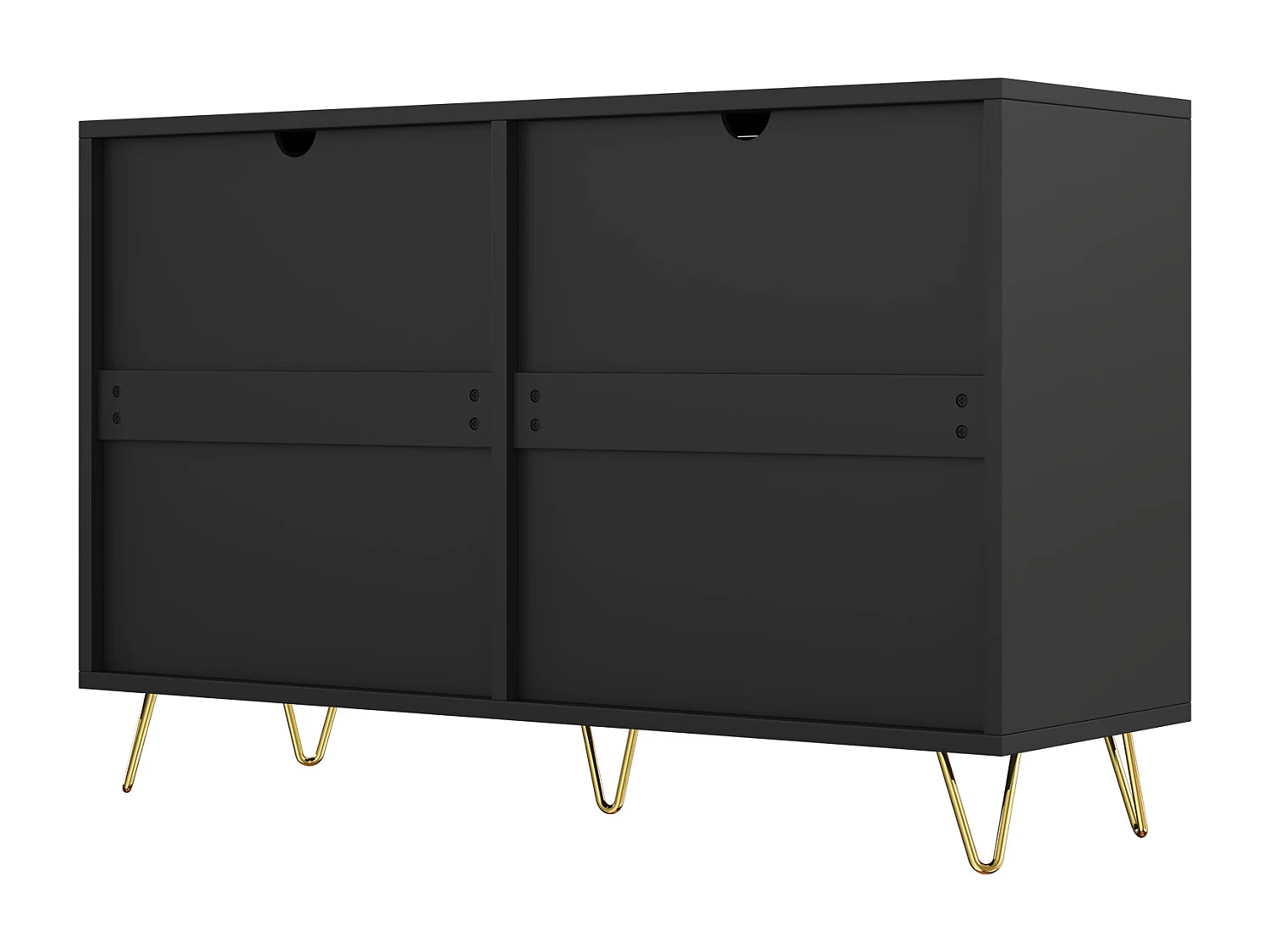 Sideboard 120x40x77 cm - mit 6 Schubladen - goldene Griffe - Schwarz
