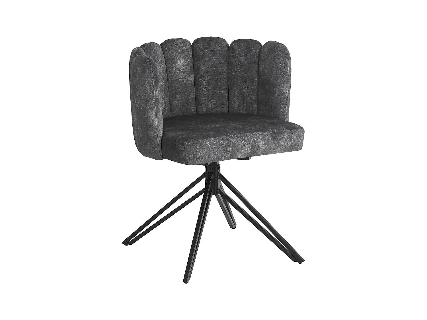 Lot de 6 chaises pivotantes en velours - dossier en pétales - Gris