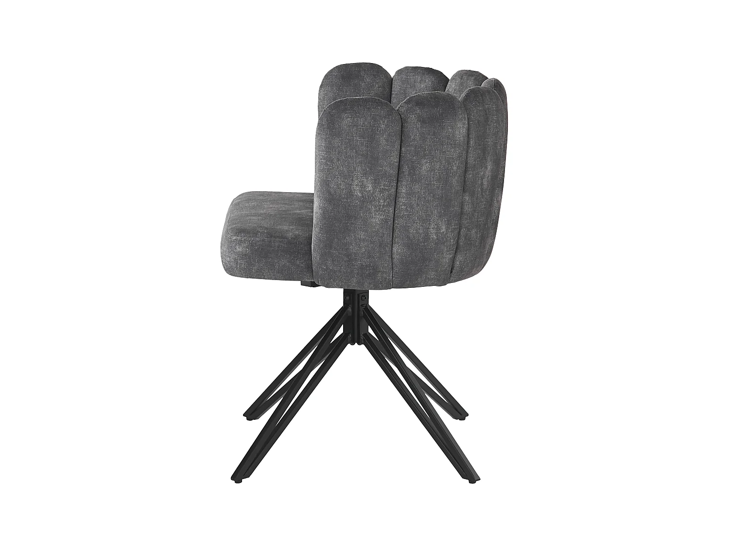 Lot de 6 chaises pivotantes en velours - dossier en pétales - Gris