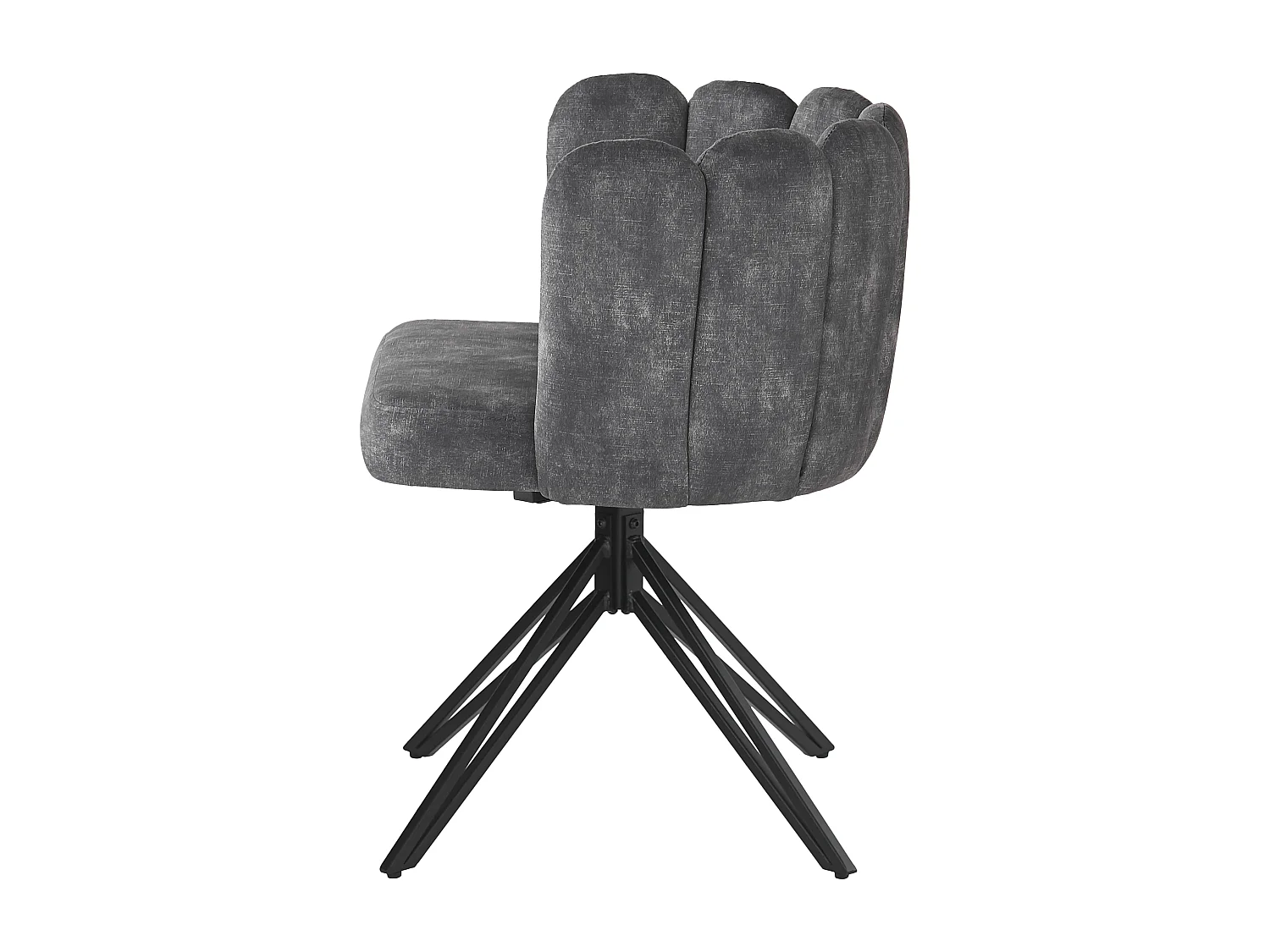 Set van 6 fluwelen draaistoelen - bloemblaadje rugleuning - Grijs