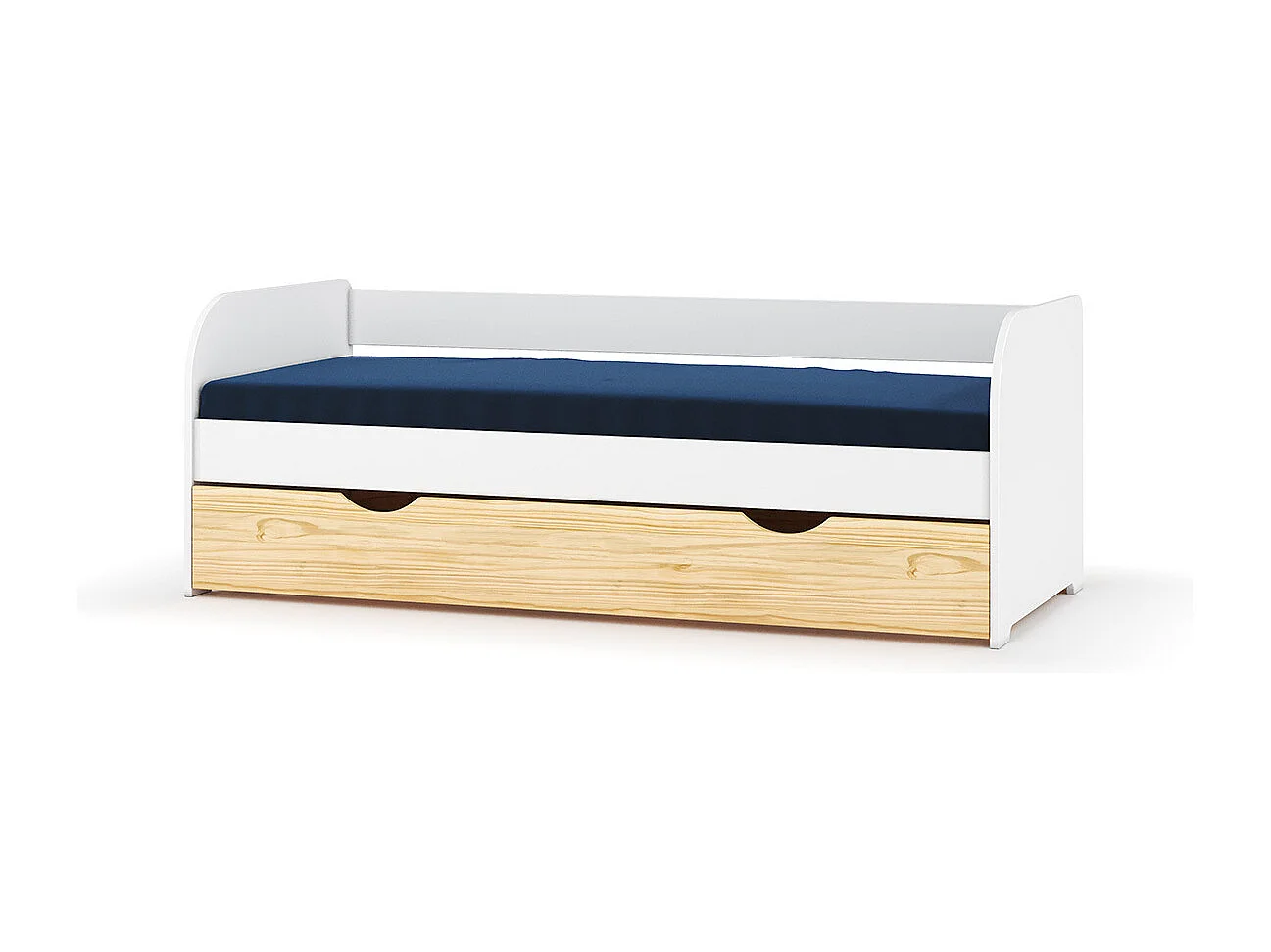 Lit banquette gigogne 80x200 cm bois massif blanc et bois EZRA
