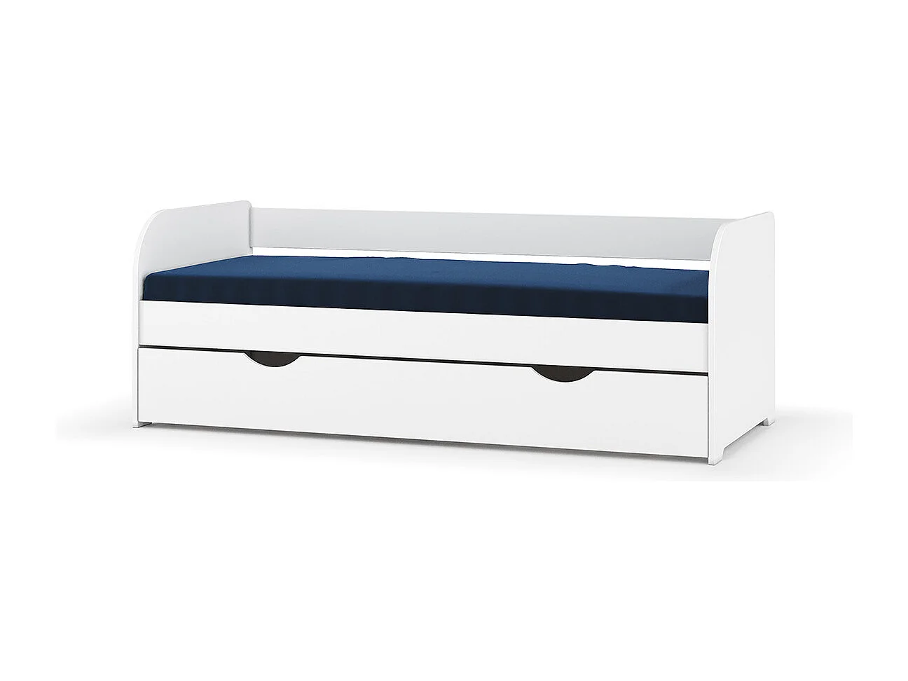 Lit banquette gigogne 80x200 cm bois massif blanc EZRA