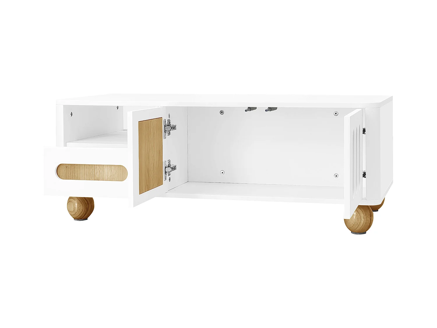 Table basse moderne 105x50x40 cm avec LED - avec 2 portes et 1 tiroir - Blanc