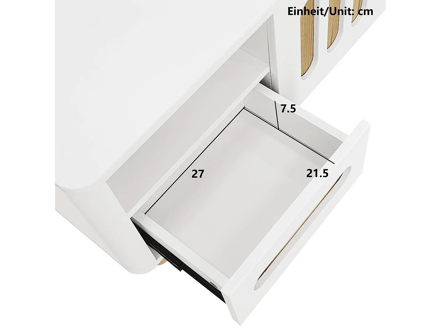 Table basse moderne 105x50x40 cm avec LED - avec 2 portes et 1 tiroir - Blanc