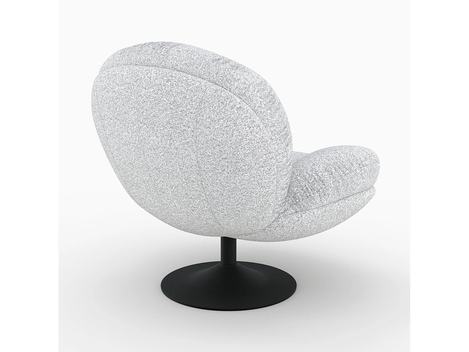 Sillón giratorio en tejido bouclé gris jaspeado blanco - Ricci